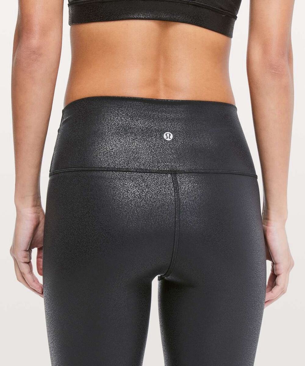 Lululemon Wunder Under HR Shimmer Tight 28” Luminosity Foil Print Black Sz 4